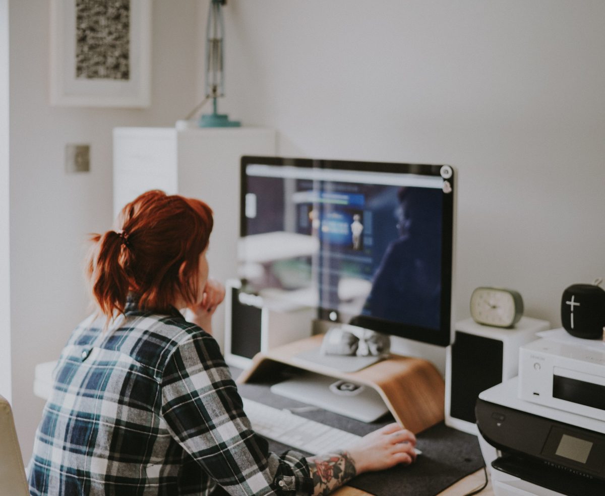 Person watching a webinar