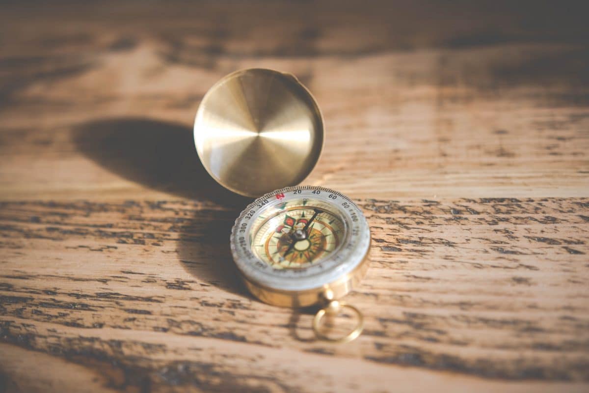 Compass on table