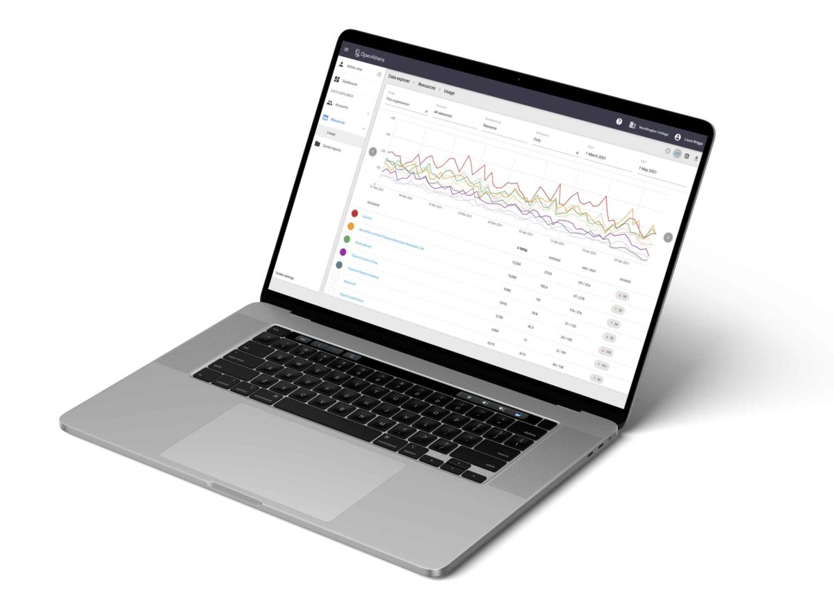 Laptop with OpenAthens reporting tool displayed