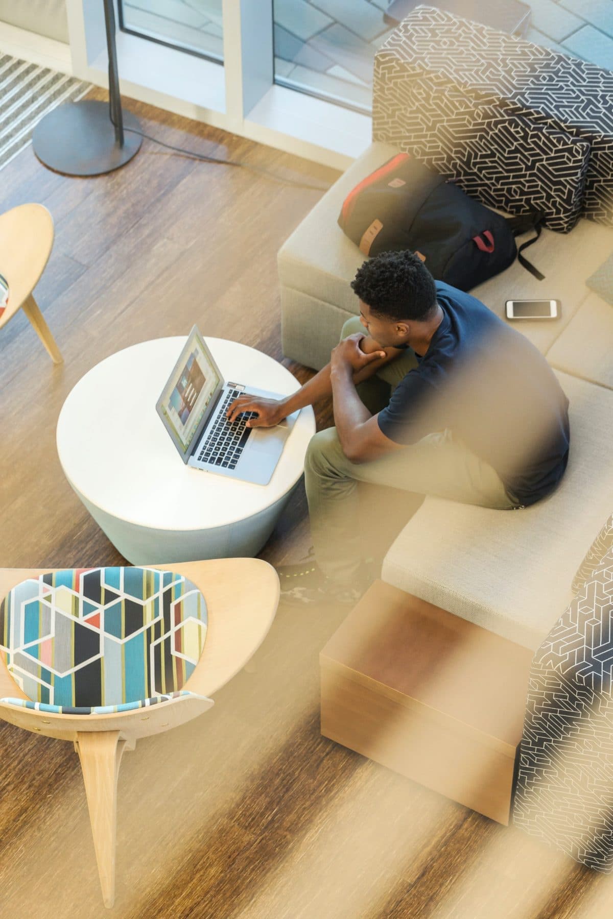 Man using laptop to login