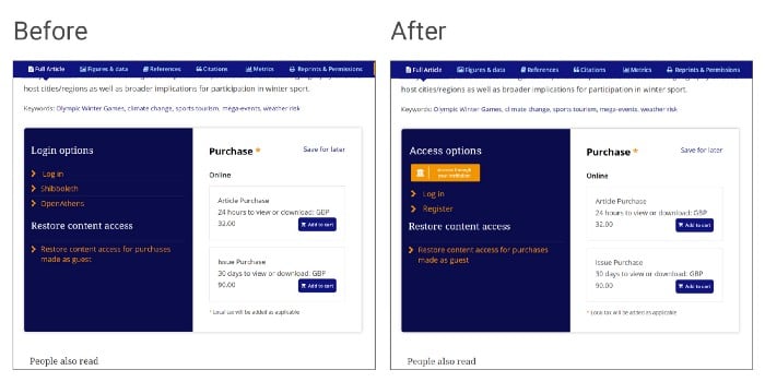 an additional example of before and after access button redesign .