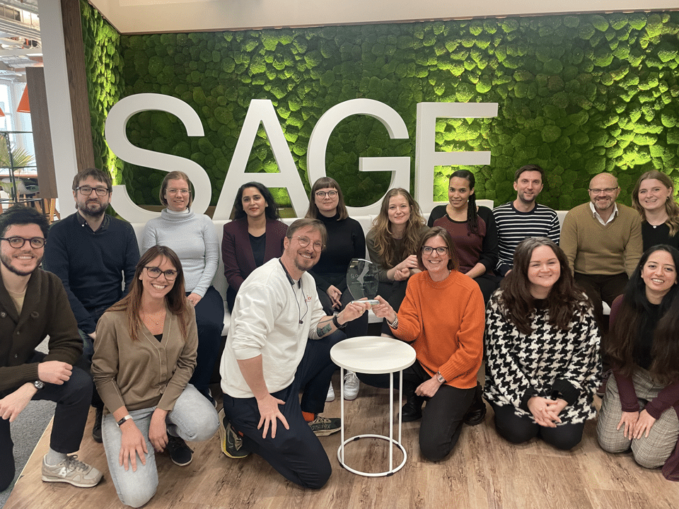 The team at Sage with their UX award